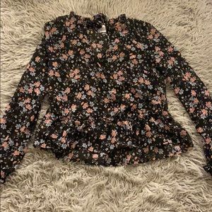 Floral Print Overlay Tie Top